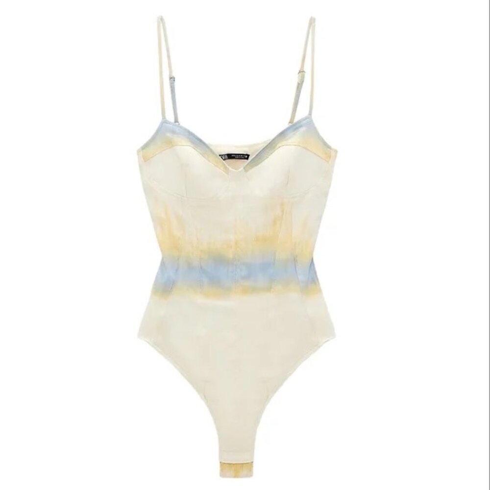 ZARA Tie-Dye Satin Effect Bodysuit | Size M